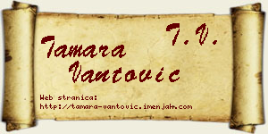 Tamara Vantović vizit kartica